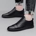 Little White Shoes Men's Outdoor Sports And Leisure Shoes Men's Elastic Band Board Shoes Irst Layer Cowhide Sot Leather Thin_vogvips.com