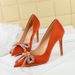 1983-H61 European And American Style Fashion Party Heels Stiletto Bow Shallow Mouth Pointed Toe Ultra High Heel Single_vogvips.com