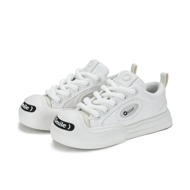Cute Big Head Smiling Canvas For Women 2023 Summer New Shoes White Deer Yuyan Same Style Oude Thick Sole_vogvips.com
