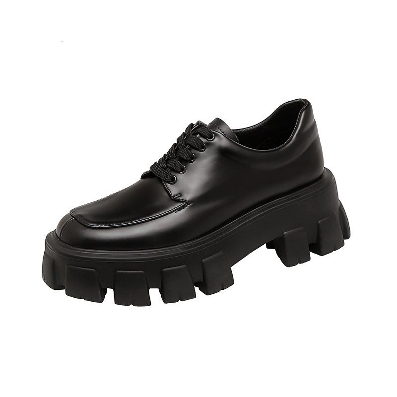 New Thick Platform Shoes Thick Soles And Fleece Small Leather Loafers_vogvips.com
