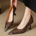 MTX Women's Shoes High-End Leopard Print Design Stiletto Heel Pointed Toe Shallow Mouth Work Commute Fashion High_vogvips.com