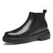 Foot Boots Middle Help Men's Leather Shoes Tide Increases Chelsea Boots Short Boots Leather Round Head Platform Leather Boots_vogvips.com