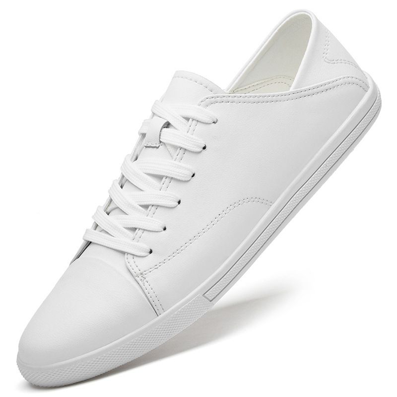 Lace-up Flat Baseplate Shoes Solid Color Men's Two-layer Cowhide Casual Shoes Large Size Men's Shoes_vogvips.com