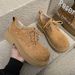 ShoeVault Cleanfit Big Toe Suede Derby For Men And Women Thick Sole Height Increasing British Style Workwear Low-top Yellow Boots_vogvips.com