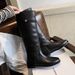 Cowhide Version~2025 Autumn Winter Small Coin High Tube Heel Thick Sole Over-the-Knee Slimming Long Knight Boots_vogvips.com