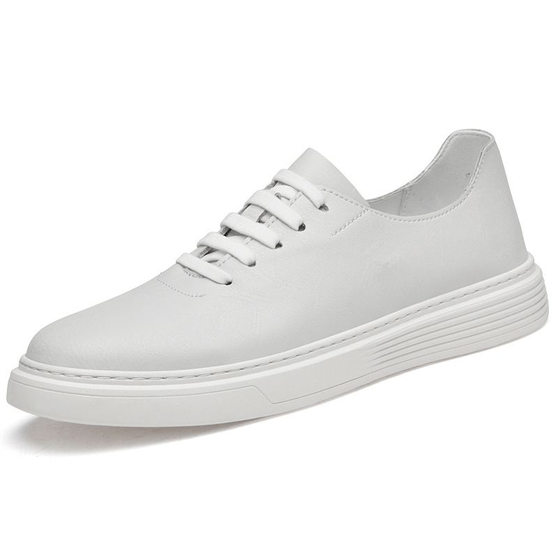 Men's Large-size Cowhide Board Shoes Men's European Station Casual Pure White White Shoes One-pedal Loafers_vogvips.com