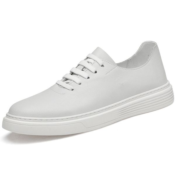 Men's Large-size Cowhide Board Shoes Men's European Station Casual Pure White White Shoes One-pedal Loafers_vogvips.com