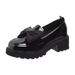 Soft Spring/Summer New Loafers Patent Bowknot Single Women Thick Heel Platform British Style Versatile Small Leather_vogvips.com
