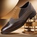 Men's Brogue Oxford Dress Shoes - Breathable Two-Tone Formal Shoes For Business & Casual Wear (White & Khaki, Sizes 38-48)_vogvips.com