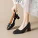 Weiwei Lady 268-3 French Retro Black Commuting High Heels Square Toe Bow Shallow Single Shoes For Women Spring_vogvips.com
