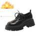 Women's Shoes Classic British Style Oxford Shoes - Chunky Heel Lace-Up Leather Loafers With Comfortable Cushioning, Vintage Design For Everyday Wear_vogvips.com