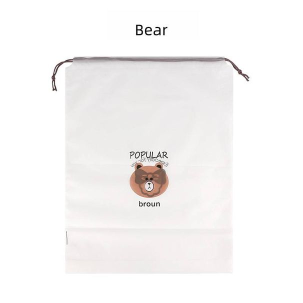 Drawstring Shoe Storage Bags – Reusable Non-Woven Dustproof Organizer For Shoes & Accessories (Transparent/Cat/Bear Designs)_vogvips.com