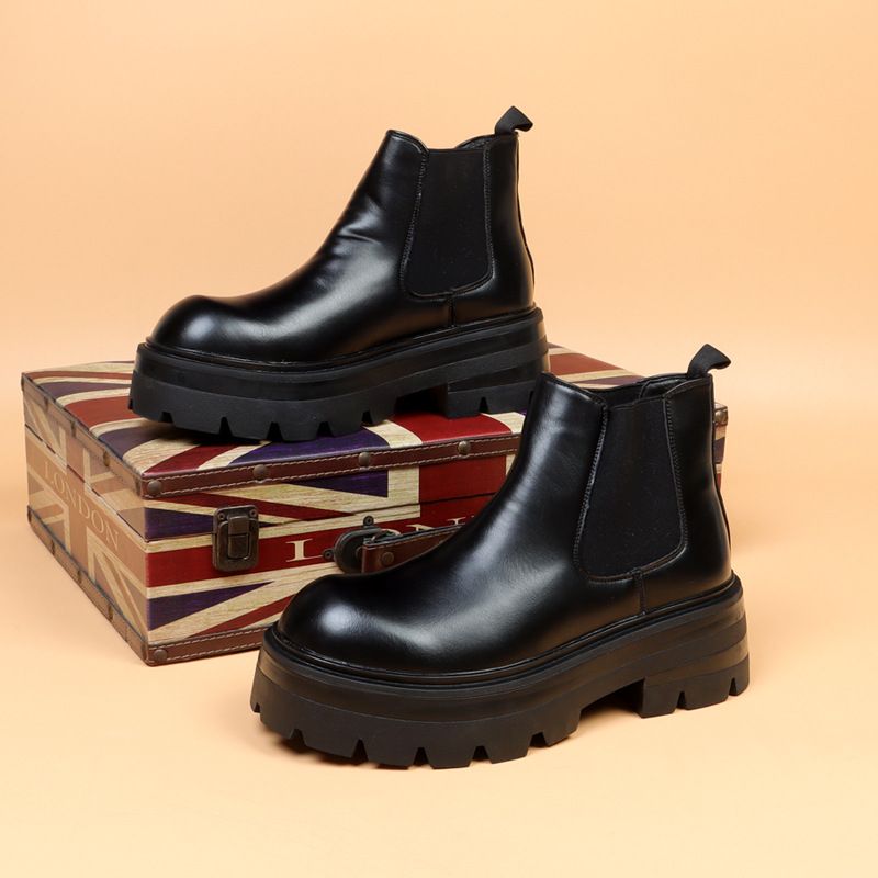 Voyage Thick-Soled Height-Increasing Derby For Men, Martin Winter Warm Short Boots, Genuine Leather Motorcycle Boots_vogvips.com