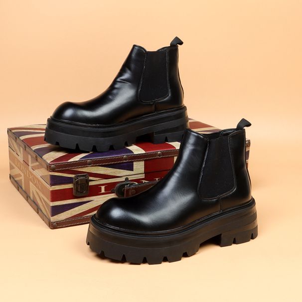 Voyage Thick-Soled Height-Increasing Derby For Men, Martin Winter Warm Short Boots, Genuine Leather Motorcycle Boots_vogvips.com
