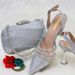 Pair Evening Sandals With Fancy Rhinestone Accessory Tote Clutch Set_vogvips.com