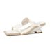 Cameido Ladies' Casual Daily White Pu Square-Headed Flip-Flops_vogvips.com