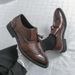 New Fashion Men's British Black Business Casual Loafer Shoes Daily Driving Office Leather Shoes One Foot Pedal Lazy Brown Banquet Dress Wedding Men's_vogvips.com