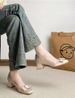 2026 French-style Gentle Skirt, Thick Heel, Shallow Opening Single Shoes, Women's Season, Bow Satin Square Toe High Heels_vogvips.com