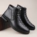 Men's Shoes Casual Leather Shoes Men's Soft-soled Lazy Shoes Warm Velvet Short Boots High-top Tooling Shoes Leather Shoes_vogvips.com