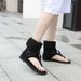 European And American Style Short Boots, Flat-soled Flip-flop Wedge Sandals, Roman High-top Buckle Retro Women's Shoes_vogvips.com