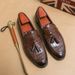 Plus Size Loafers Tasseled Loafers Leather Shoes Men's One Foot Stirrups_vogvips.com