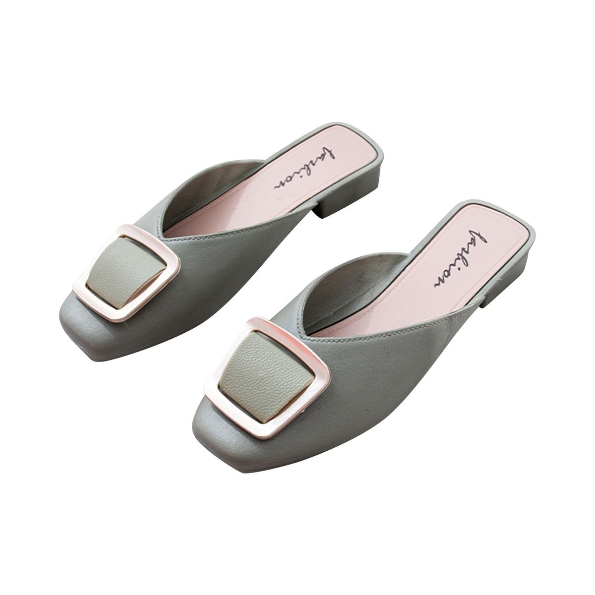 2025 Flat Retro Sandals Fashion Spring And Summer Solid Color Round Toe Non Slip Casual Simple Metal Women Shoes_vogvips.com