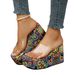 Plus Size Foreign Trade Thick-Soled Slide For Women Colorful Striped Wedge Heel Fabric Beach Sandals Slippers_vogvips.com