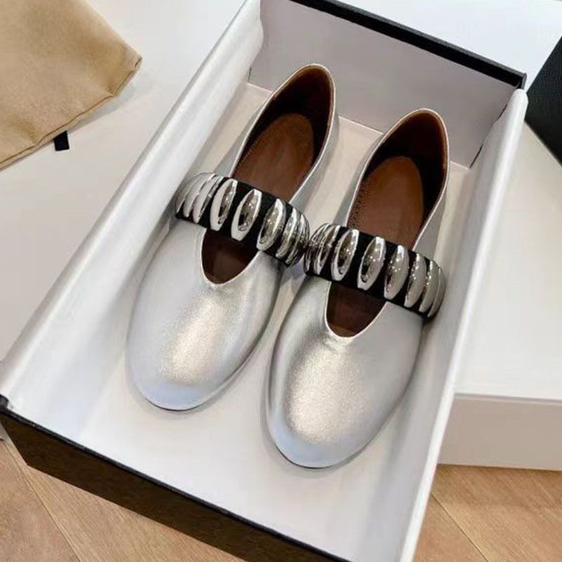 Women's Plus Size Flat Slip-On Mary Jane Shoes New Style Elastic Band Ballet Flats With Metal Buckle_vogvips.com