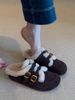 Sheepskin Plush Lined For Women 2025 Autumn Winter New Retro Warm Furry Cotton Shoes Versatile Closed-Toe_vogvips.com