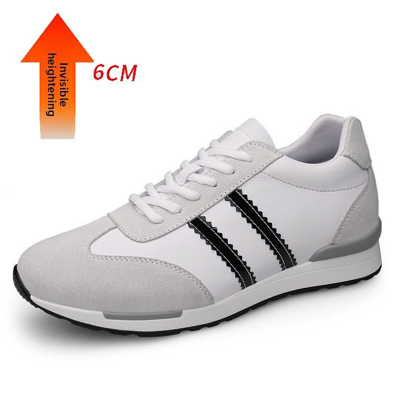 Casual Heightening Men's Shoes Sports Color Matching Striped Suede Soft-soled Shoes_vogvips.com