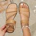 2026 New Arrival Black Women Square Toe Casual Flats Elastic Strap Comfortable Beach Shoes Fashion Female Sandals_vogvips.com
