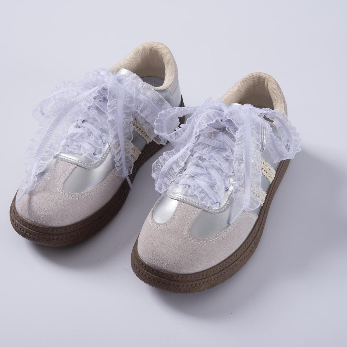 Ballet Style Pearl Bow Lace Fungus Ruffle Shoelaces Suitable For Ballet Shoes T Head_vogvips.com