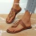 2026 Spring And Summer New Flat Slippers Women's Boat Aiming Metal Buckle Beach Sandals Open-toed Slippers_vogvips.com
