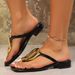 Women's Chunky Flip-Flops Summer Beach Sandals With Metal Buckle Indoor Slip-On Slippers_vogvips.com