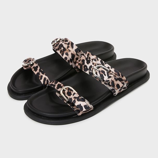 Summer Women's Leopard Print Buckle Flat Casual Sandals Slip-On Fashion Slip-On Slippers_vogvips.com
