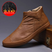 Euro Step 2025 Winter New Men's Fleece Lined Warm Leather Casual Korean Style Trendy Slip-on High-top Shoes_vogvips.com