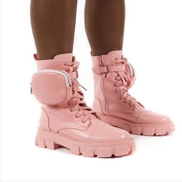 Women's Fashion Retro British Style Mid-Calf Boots With Buckle & Ribbon Details, Round Toe Chunky Heel Waterproof Slip-Resistant Martin Boots_vogvips.com