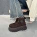 Thick-Soled Height-Increasing Short British Style Martin For Women 2025 Autumn New Casual Lace-Up Yellow Boots_vogvips.com