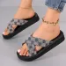 2025 New Foam Lightweight Cross Shaped Printed Beach Thick Soled Slope Heel Flip Flops Women's Blue Khaki_vogvips.com