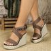 Women’s Shoes Popular Summer New Large Size Rope Woven Wedge Heel Women's Sandals Large Size Spot_vogvips.com