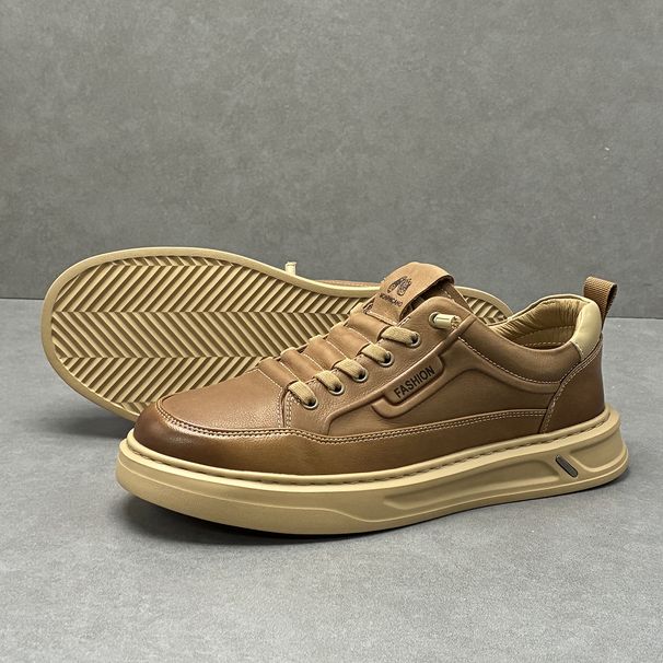 Casual Sneakers For Men, Autumn New Soft Sole Slip-On Men's Genuine Leather Breathable Business Work Shoes, Versatile_vogvips.com