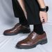 Euro Step New Brogue Men's British Style Pointed Toe Floral Business Formal Korean Version Breathable Black Trendy Wedding Leather_vogvips.com