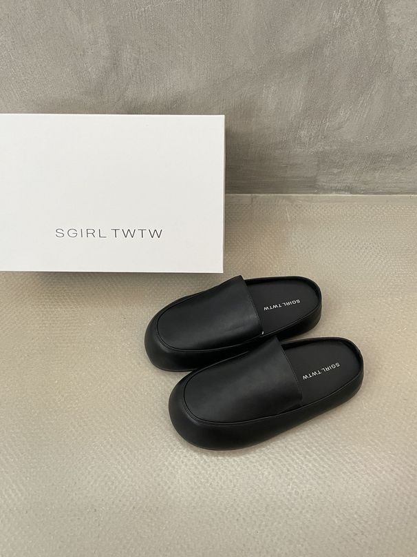 TWTW Simple SGIRL Thick-Soled Half-Closed Casual For Women 2026 New Versatile Slip-On Lazy Shoes_vogvips.com