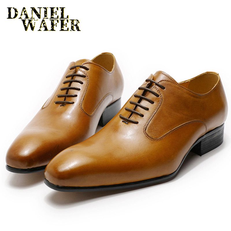 Cowhide Handmade Elegant Wedding Business Formal Men's Shoes Pure Leather_vogvips.com
