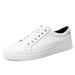 Men's Round Head Comfortable Leather Casual Men's Board Shoes Front Lace-up Breathable Flat Heel Board Shoes Men's Shoes Large Size Hole Shoes_vogvips.com