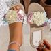 Women's Fashionable Summer Cloth Flower Three-Flower Outdoor Wear-Resistant Non-Slip Flat Beach Sandals Women's Flip-Flops_vogvips.com