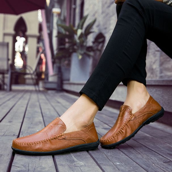 Fashionable doudou shoes Korean casual shoes Breathable leather men's shoes_vogvips.com