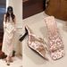 Summernew Arrival Nude Square Toe Bows Sandals Women's Daily Work Clothingslimming Lookeasiest For Match Thin Heel High Heels_vogvips.com