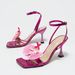 Women's Square Head Three-dimensional Flower Cross Ankle Strap Stiletto Sandals Gorgeous Fashion Pink High Heels_vogvips.com