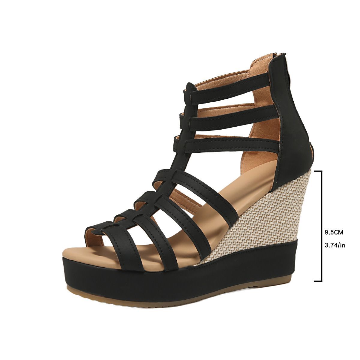 2026 New Women's Sandals With Slope External Wear Rear Zipper Round Head High Heels_vogvips.com
